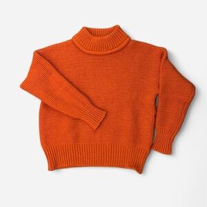 Knitted Crewneck Sweater - Orange/Rust - Women’s Small